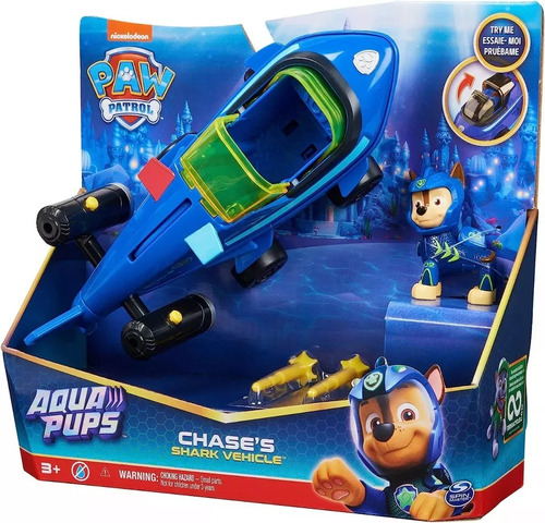 Paw Patrol Aqua Pups Vehiculo Y Figura Spin Sharif Express