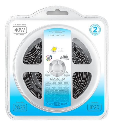 Tira De Led 2835 12v 5 Mts Macroled Frio