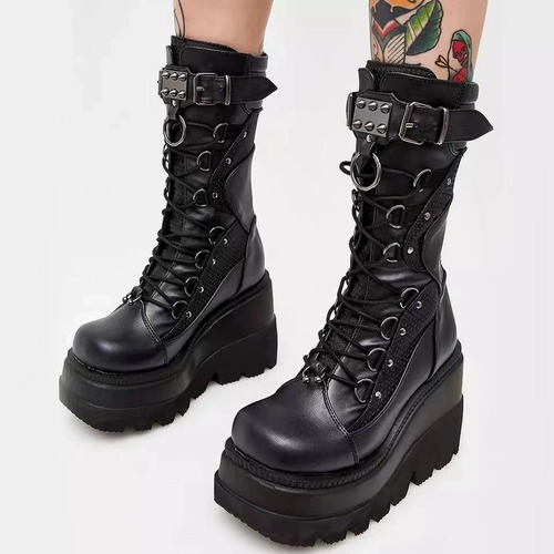 Botas Plataforma Goticas Driver Boots Con Tachuelas Punk Mod