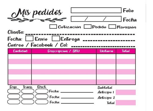  3 Block De Notas Pedidos  Lineas