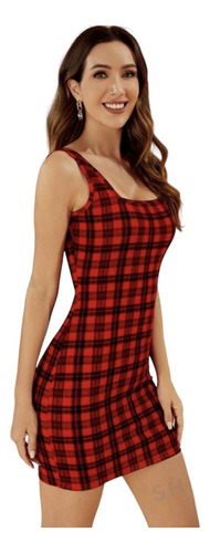Vestido Ajustado Diseño Rojo Y Negro