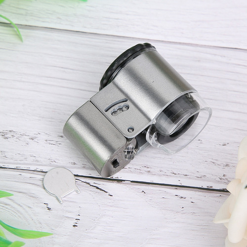 Lupa De Microscopio 50x Mini Portátil Con Moneda Led