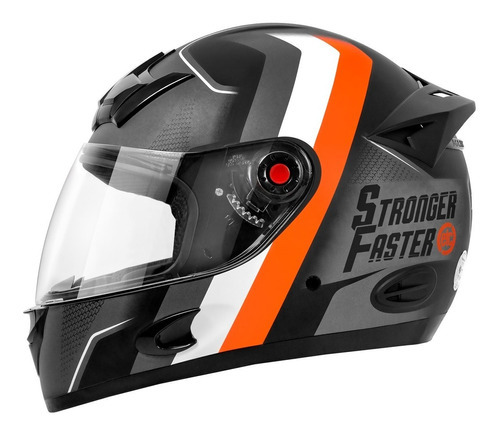 Capacete Para Moto Integral Stronger Faster Fosco Etceter Tamanho Do Capacete 58 Cor Cinza/laranja
