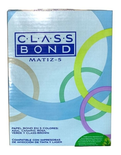 Papel Class Bond Matiz -5 Azul Pastel Paquete Con 500 Hojas