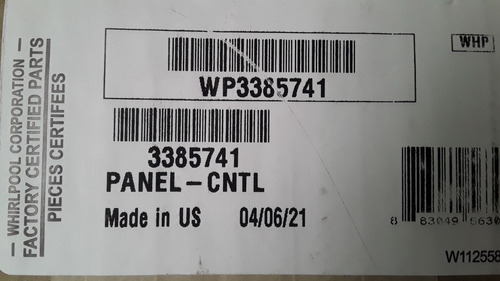 Imagen 6 de 6 de Panel Lavaplatos Whirlpool 3385741 (nuevo Y Original)
