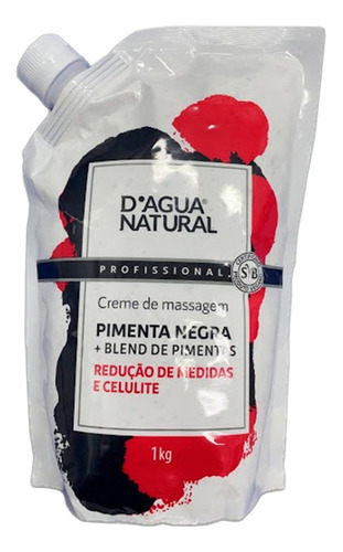 Creme De Massagem Redutor de Medidas Pimenta Negra Sachê 1kg
