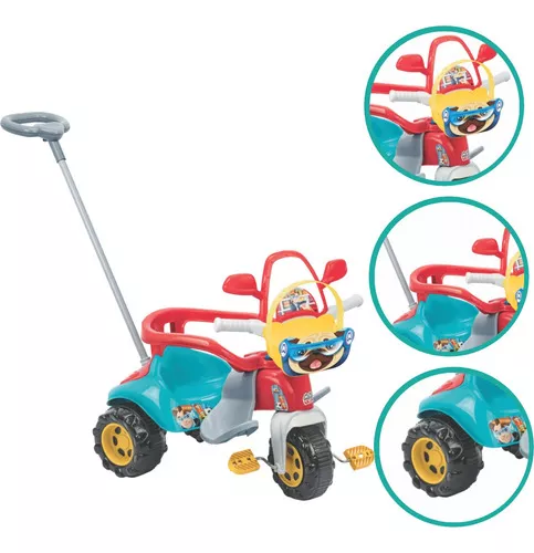 Motoca Carrinho De Passeio Triciclo Max Calesita Azul e Verde