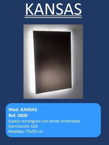 Espejo Modelo Kansas 50*75 Luz Led