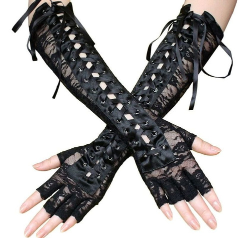 Guantes De Medio Dedo De Encaje Floral Sexy Para Mujer, Colo