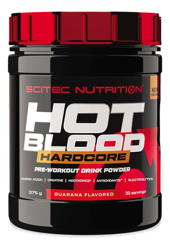 Pre-entreno Hot Blood Hardcore 375gr Scitec Nutrition Sabor Guaraná