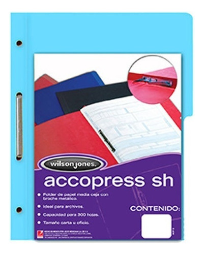 Pack 4 Folder Con Broche Accopress Sh Oficio Azul C. C/10pzs