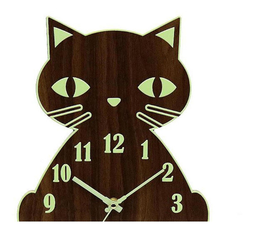 Reloj De Pared De Gato Luminoso Números De Luz De Noche