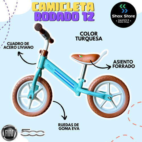 Camicleta Fiat 500 Bicicleta Sin Pedales Rodado 12 Infantil