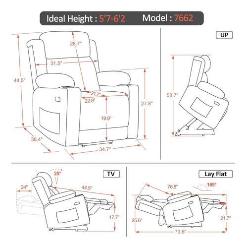 Silla Reclinable Grande Con Triple Motor De Masaje Y Calor P