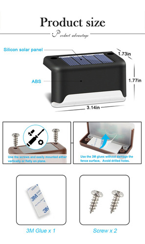I 8pcs Lámpara Solar Led Sendero Escalera Luz De Pared Al