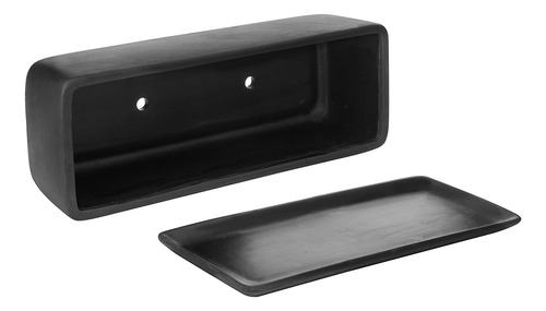 Maceta Rectangular Moderna De Cerámica Negra De 14 Pulgadas