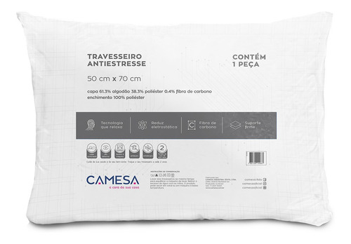 Travesseiro Anti Stress Suporte Firme 50cm X 70cm Camesa 