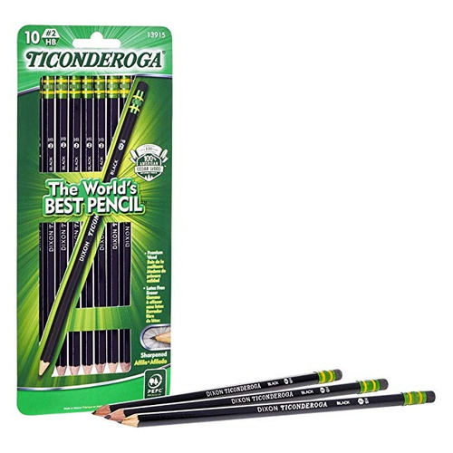 Lápices Ticonderoga, Con Carcasa De Madera De Grafito Hb # 2