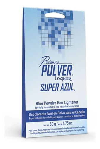 Polvo Decolorante Azul Para Cabello Loquay Primer Pulver 50g