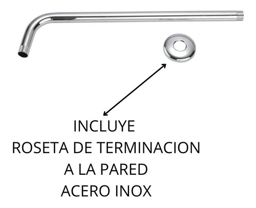 Imagen 4 de 10 de Brazo Para Flor Ducha Inox Cromado 40cm Caño De Ducha Acero