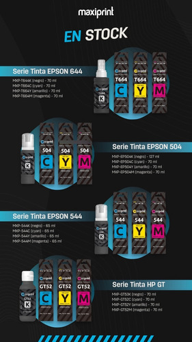 Tintas Refill Ink Maxiprint 664, 504, 544 Y Gt52-53