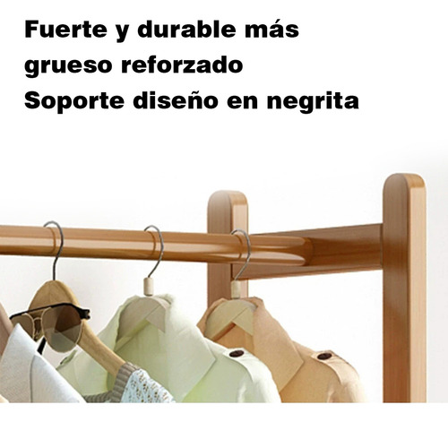 Zapatero Plegable De Bambú Con Perchero Y 3 Niveles Madera
