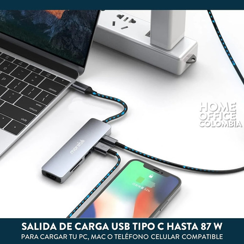 Imagen 4 de 4 de Adaptador Usb-c Hdmi 4k Usb 3.0 Lector Sd Pd Hub Multipuerto