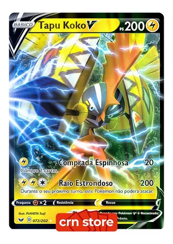 Carta Pokémon Lendário Tapu Koko V Com Lote 50 Cartinhas