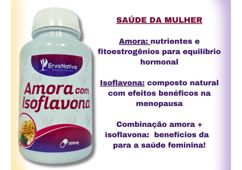 Amora Com Isoflavona 100 Cápsulas 500mg Hormônios Da Mulher Sabor Neutro