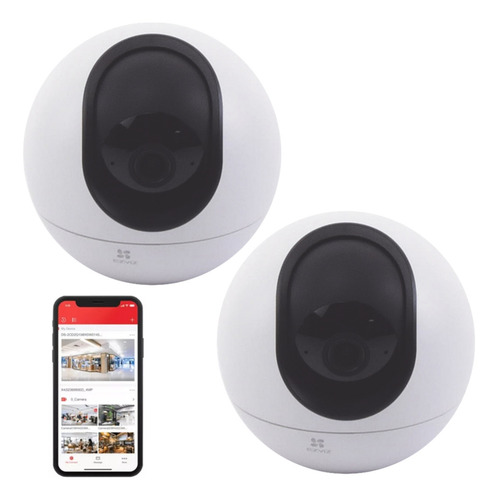 Kit Video Vigilancia 2 Camara Mini Ezviz Ip 5mp Audio De Dos Vías Detección Humana Y Mascotas Cs-h6