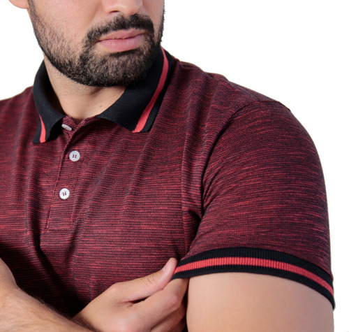 Imagem 2 de 8 de Camisa Polo Malha Vermelho Jota Jota Camisaria