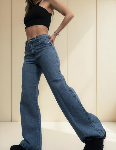 Pantalones Jean Wid Leg Mujer