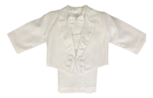 Conjunto Blanco Tafetan Para Bautizo De Niño Bebe Mod 439