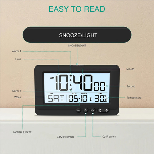 Reloj Despertador Digital Con Pantalla Lcd Y Alarma De Viaje