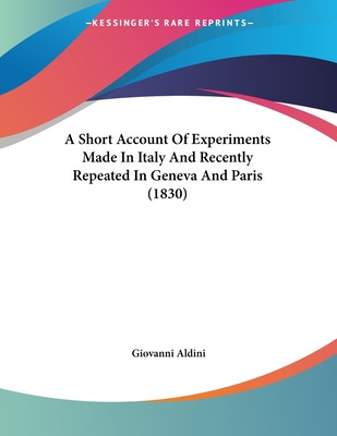 Libro A Short Account Of Experiments Made In Italy And Re...