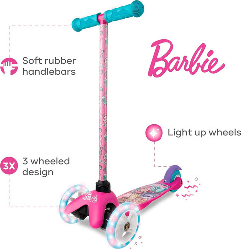 Barbie Scooter 3 Ruedas Autoequilibrio Con Luces Voyager