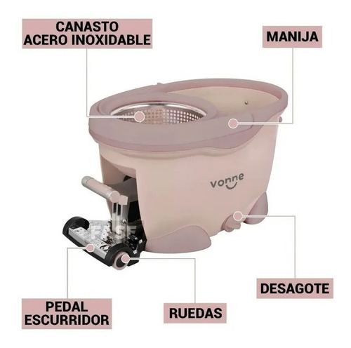 Mopa Centrifuga Lampazo Trapeador Giratorio Con Pedal