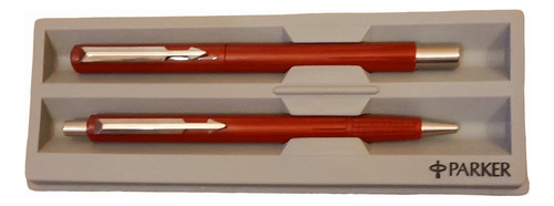 Set Parker Vector Rojo Bolígrafo Y Roller Ball