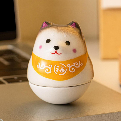 Dog Luco Ceramic Shiba Inu Dolo De Tombler De Amarelo Marrom