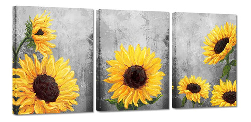 Duobaorom 3 Piezas De Lona De Girasol Arte De Pared Abstract