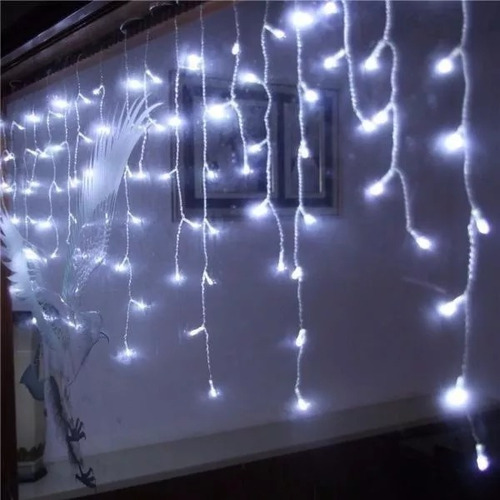 2x Cascada 320 Luces Led Blanco Frio 9 Metros Navidad Pascua