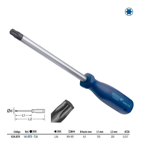 Imagem 1 de 3 de Chave Torx T20 Com Cabo 163btx-t20 Gedore