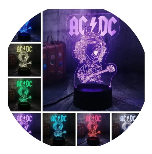 Acdc Rock Metal Banda Lámpara Led 3d Envío Gratis