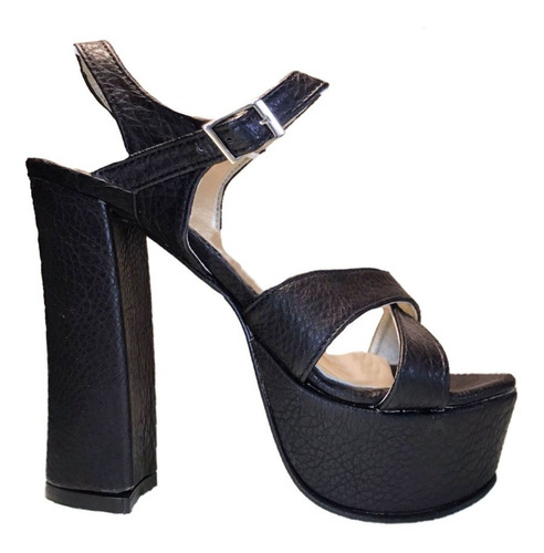 Sandalias Mujer Charol Negro Plataforma Altas Promo Oferta 