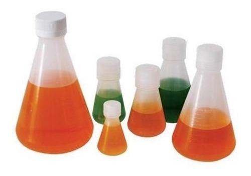 Matraz Erlenmeyer Plástico C/tapa Rosca 500 Ml