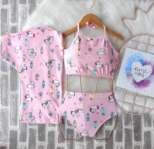 Biquíni Infantil Com Kimono Blogueirinha Tie Dye Luxo 2 Ao 8