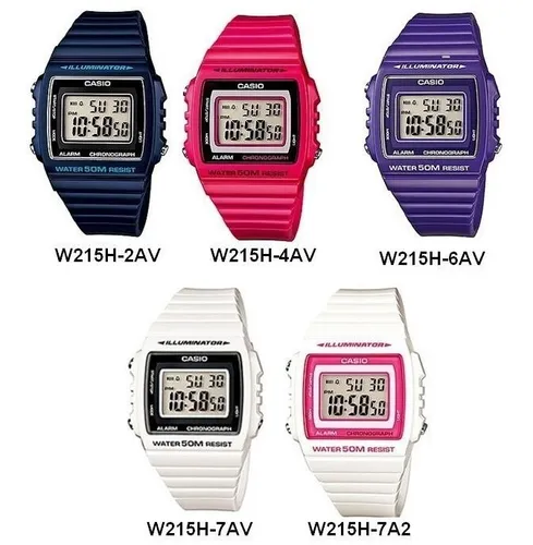 Reloj Casio W 215h Varios Colores Retro Wr50m Agente Oficial