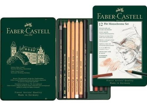 Juego Lápices Pitt Monochrome Estuche X12 112975 Faber Caste