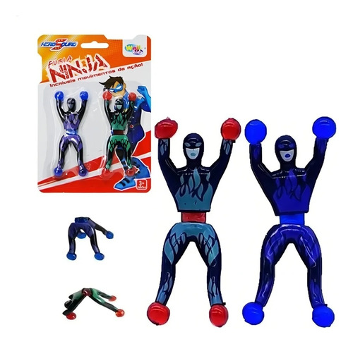 Kit 2 Bonecos Gruda Na Parede Super Ninja Brinquedo