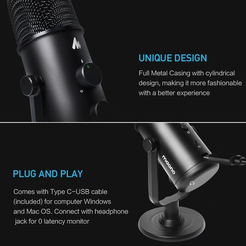 Microfono Condensador Usb Maono Au-903 Cardioide/ Omni